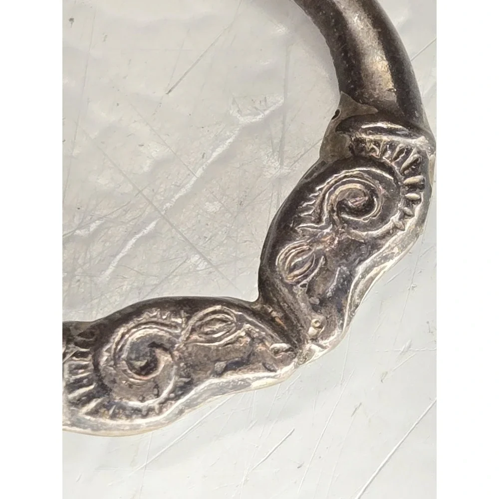 Vintage Sterling Silver Kissing Ram Hoop Earrings 925 Zodiac Aries